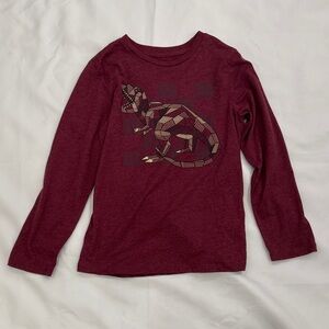 Kids Long-Sleeve Maroon Graphic Lizard Tee
